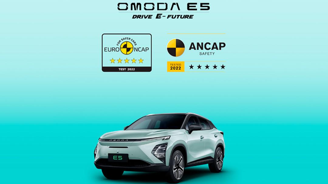 OMODA E5 ganha classificações de segurança cinco estrelas da Euro NCAP e ANCAP
